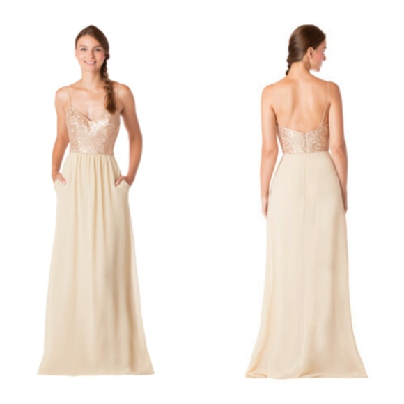 Bari Jay Dresses & Skirts - Bari Jay 1705 Champagne Bridesmaid Dress Sequin
